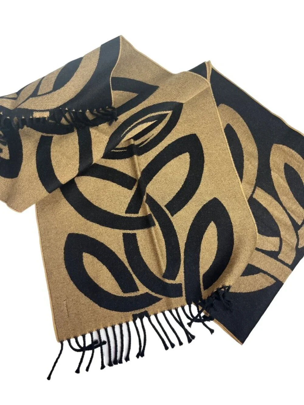 Peter James Pure Wool Scarf Womens OS Black Cooper Reversible
